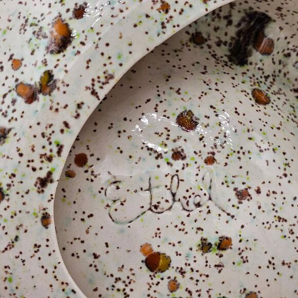 Mid Century Modern Atomic Ashtray, Vintage 70s Ceramic Ashtray Speckled Design - Picture 4 of 7